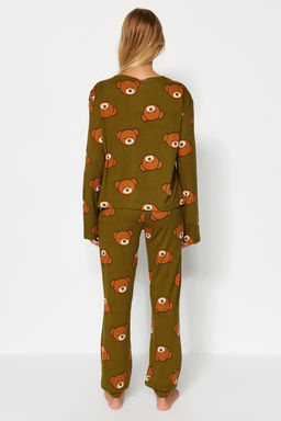 Trendyolmilla Siyah %100 Pamuklu Ay?c?kl? Orme Pijama Tak?m? THMAW23PT00514  фото 18