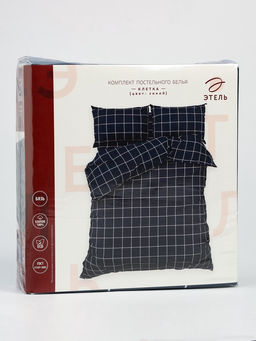 Постельное бельё Этель Дуэт Клетка, синее, 143?215-2 штуки, 220?240, 50?70-2 штуки, бязь, 125 г/м?  фото 8