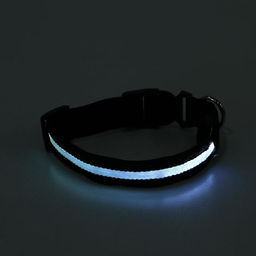 Ошейник с подсветкой размер М, ОШ 40-48 х 2,5 см, 3 режима свечения чёрный - Пижон фото 5