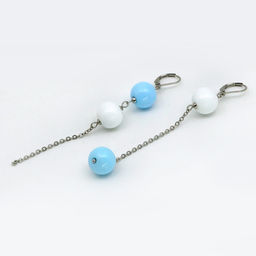 Серьги из муранского стекла LS3350/голубой,белый