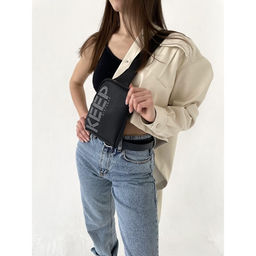 Сумка молодёжная через плечо KEEP distance, чёрная