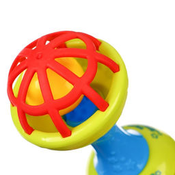 Погремушка с прорезывателем Крошка Я «Гантелька яркая», с эластичными элементами, от 3 мес.