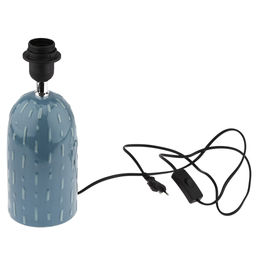 Светильник настольный "Кассандра" д25см, h41,5см, абажур текстильный д25см, h18см, цвет - бежевый, основание керамическое д11,3см, h29см, глянцевая глазурь, цвет - сине-серый (Китай)