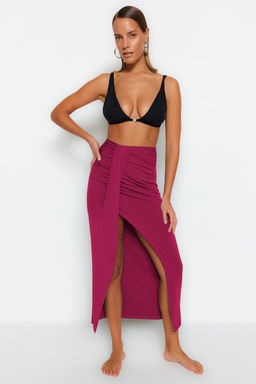 Bordo Dokuma Maxi Plaj Etek TBESS23ET00021