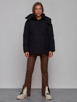 Зимняя женская куртка модная с капюшоном черного цвета 52302Ch - Holdluck фото 2