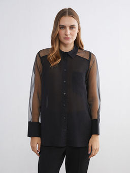 Transparan Detayl? Oversize Kad?n G?mlek