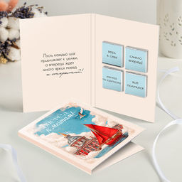 Открытка 4 шоколадки "Вперёд к мечтам"