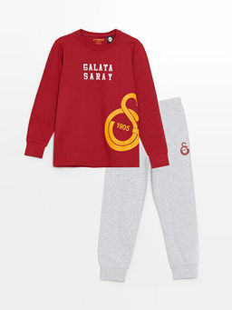 Bisiklet Yaka Galatasaray Bask?l? Uzun Kollu Erkek ?ocuk Pijama Tak?m?