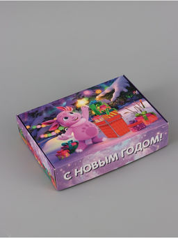 Цена за 3 шт. Коробка подарочная "С Новым Годом!", Лунтик, 21 х 15 х 5 см