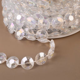 Бусы на нитях, с голографией, 10 мм, 9±1 м, прозрачные