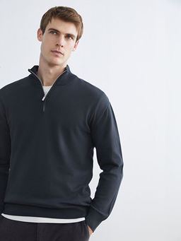 Fermuarl? Dik Yaka Erkek Triko Kazak