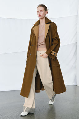 TRENCH LARGO COMBINADO ZW COLLECTION / Camel medio - Zara фото 12