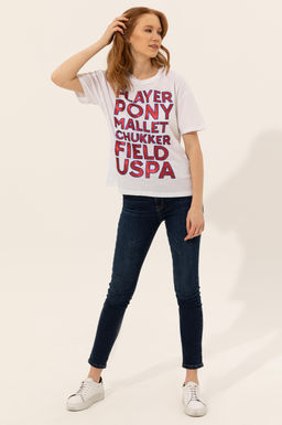 Женская белая футболка с круглым вырезом Неожиданная скидка в корзине - U.s. polo assn фото 9