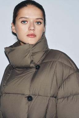 SHORT PUFFER JACKET WITH BELT ZW COLLECTION - Zara фото 4