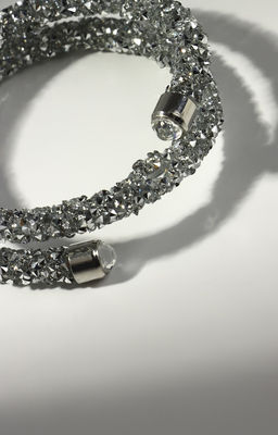 Браслет-пружинка «Шанталь» 2 ряда, цвет серебро, d=7 см