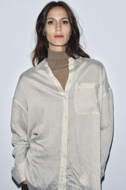 ZW COLLECTION STRIPED FLOWING SHIRT - Zara фото 3