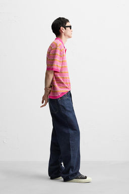TEXTURED STRIPE KNIT POLO SHIRT - Zara фото 4