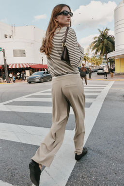 PANTAL?N ANCHO CINTURA DOBLE / Arena - Zara фото 6