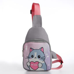 Сумка детская через плечо Котик с сердцем - NAZAMOK KIDS фото 2