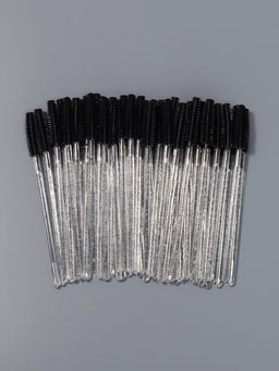 Щёточки для бровей и ресниц, силиконовые, набор - 50 шт., 10.5 см, чёрная, прозрачная