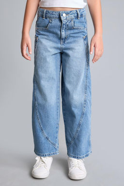 %100 Pamuk Wide Leg Jean Pantolon K_z _ocuk - Defacto фото 5