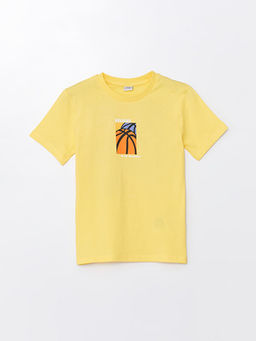 Bisiklet Yaka Bask?l? K?sa Kollu Erkek ?ocuk Ti??rt