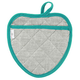 Прихватка с запахом 20х20см Лен серый, форма Клубника, рогожка 171г/м2, хлопок 100%, наполнитель - ватин 280г/м2, на пластмассовом подвесе, Домашняя мода (Россия)  фото 2