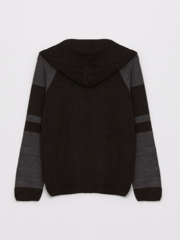 Kap??onlu Renk Bloklu Uzun Kollu Erkek ?ocuk Triko H?rka