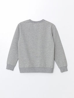 Bisiklet Yaka Bask?l? Uzun Kollu Erkek ?ocuk Sweatshirt