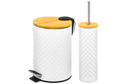 Набор - ведро с педалью 3 л 20*17*25 см + Держатель с ершиком 9,5*9,5*38 см Белый, металл - Elan gallery фото 3