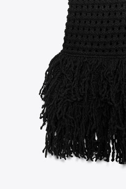 CHECK KNIT TOP WITH FRINGING - Zara фото 5