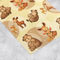 Цена за 10 шт. Наклейки детские бумажные «Олень и медвежонок», c раскраской на обороте, 10×14 см