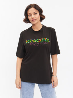 Футболка с вышивкой FU21602BLK01