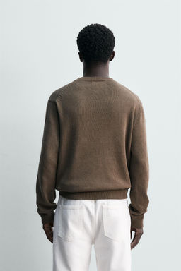 JERSEY REGULAR FIT ALGOD?N - LINO / Khaki oscuro - Zara фото 3