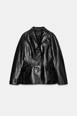 FITTED LEATHER BLAZER - Zara фото 4
