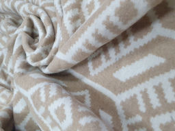 Одеяло байковое 140*205 жаккард "Норвежские узоры" цв. беж (Россия ВВТ)