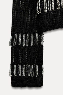 MESH JERSEY TOP WITH BEADING - Zara фото 9