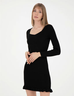 Siyah Ex. Slim Fit Triko Elbise