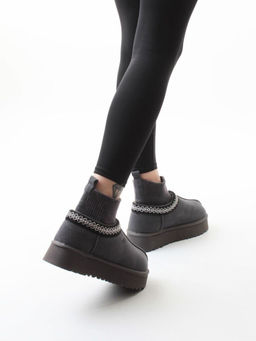 04-X-337 GRAY Угги женские (натуральная замша, 100% шерсть)