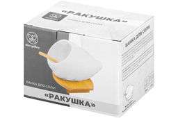 Банка д/соли 260 мл 15,5*12,5*12 см "Ракушка" с деревянной ложкой на дер. подставке