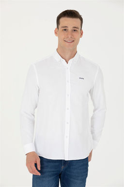 U. S. Polo Assn Мужская белая базовая рубашка с длинным рукавом