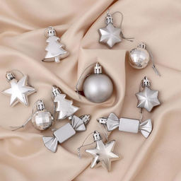 Цена за 2 шт. Ёлочные игрушки Санда, шары новогодние, d=3.5 см, набор 10 шт., серебро