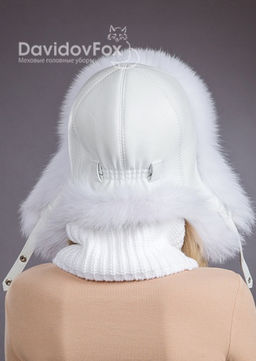 ВИДЕООБЗОР шапка Ушанка песец кожа белая