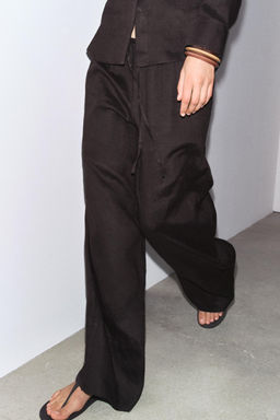 ZW COLLECTION 100% LINEN PALAZZO TROUSERS - Zara фото 34