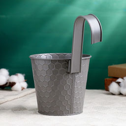 Кашпо навесное «Ведёрко Линда», 12×10×13 см, серое