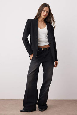 Siyah Cizgili Astarl? Fitted/Dar Kal?p Dokuma Blazer Ceket TWOAW26BC00043 - Trendyolmilla фото 2