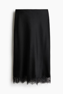 Falda lencera con ribete de encaje - H&m фото 8