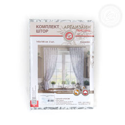 Шторы для кухни с подхватом Кружево 145*180/Шторы: 2 шт.- 145*180, подхваты: 2 шт. Шторы "АРТ ДИЗАЙН" для кухни