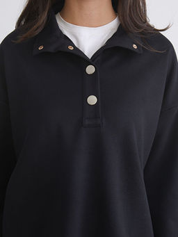 Dik Yaka Oversize Kad?n Sweatshirt