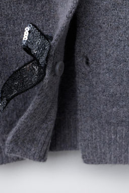 V-NECK KNIT CARDIGAN WITH SHIMMERING BOWS - Zara фото 4